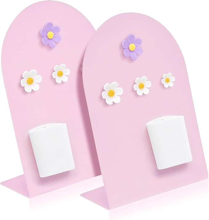 Desk Magnetic Message Board, Metal Bulletin/Memo Board with Magnetic Pen Holder and Flower Pins with Stand, Souvenir/Photo Display Board for Home, Office, Dormitory, Apartment, 8 * 11Inch (Pink)