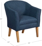 HomePop Barrel Shaped Accent Chair,Arm Rest, WOOD AND POLYESTER,Blue Medium