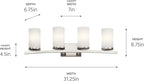 KICHLER Crosby 31" 4 Light Vanity Light Satin Etched Cased Opal Brushed Nickel