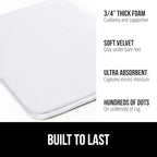 GORILLA GRIP Thick Memory Foam Bath Rugs, Soft Absorbent Velvet Bathroom Mats, Durable Dots on Underside, Machine Washable Bathmat, Carpet Rug Room Decor for Shower Floor, 24x17 Mat, White