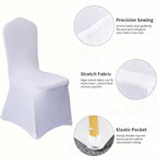 50 Pcs White Washable Removable Universal for Wedding Party Dining Banquet Polyester Spandex Stretch Slipcovers Chair Covers