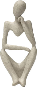 Sandstone Resin Thinker Style Abstract Sculpture Statue Collectible Figurines Home Office Bookshelf Desktop Decor(Sandstone - Right Reverie)
