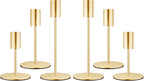 Set of 6 French Gold Taper Candle Holders Candlestick Holders, Decor Candle Stick Candle Holder for Table or Mantel Centerpiece, Wedding, Dinning, Party Home Decor