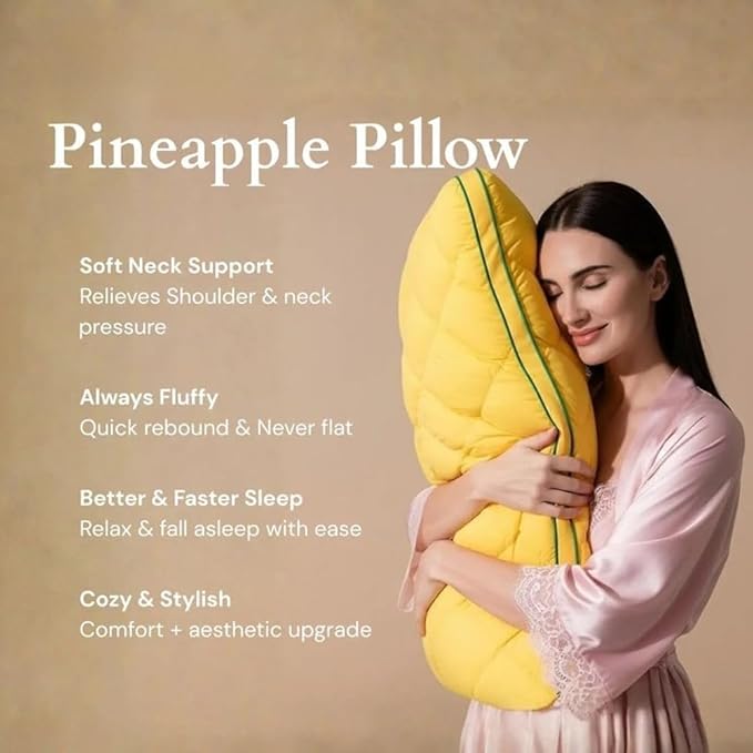 Luxury Hotel Pineapple Cloud Pillow, 3 Heights Plush Supportive Pillow for Back Side Sleepers, Machine Washable Premium Fiber Fill Decorative Throw Pillow (White, Low Pillow)