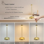 2 Pack Cordless Table Lamp Battery Lamp, Portable LED Desk Lamps,6000mAh Rechargeable Battery Operated Lighting for Bedroom Dining Room Restaurant Patio Shop Camping Night Light (Gold)