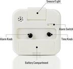 Small White Kids Desk Battery Alarm Clock, Analog Travel Clock, Quieter Bedside Clocks for Bedrooms Bathroom Living Room Kitchen Shelf