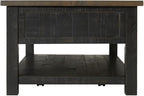 Martin Svensson Home Solid Wood Coffee Table, Black with Brown Top