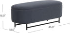 HomePop Ellipse Modern Storage Bench with Metal Legs |Homepop Home Décor|Bench with Storage for Living Room & Bedroom - Steel Blue Velvet