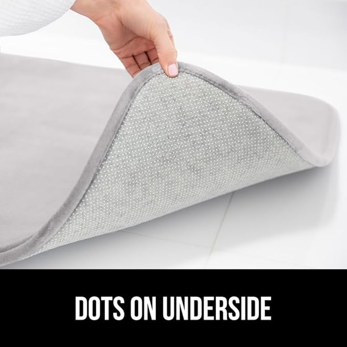 GORILLA GRIP Memory Foam Bath Rugs, Soft Absorbent Velvet Bathroom Mats, Durable Dots on Underside, Machine Washable Bathmat, Carpet Rug Room Decor for Shower Floor, 30x20 Mat, Light Gray