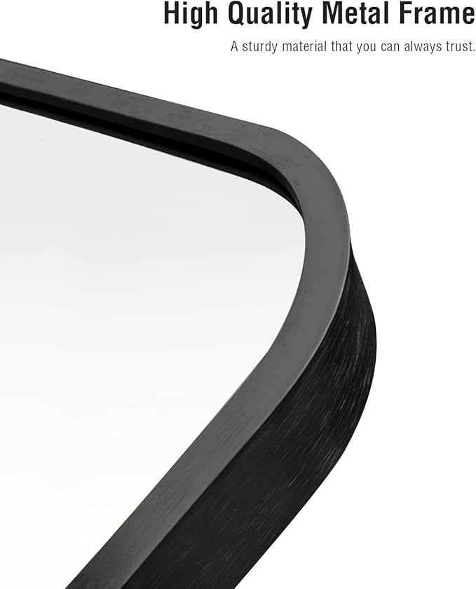 Arched Full Length Mirror, Floor Mirror with Stand, 90"x46" Large, Oversize Mirror, Black
