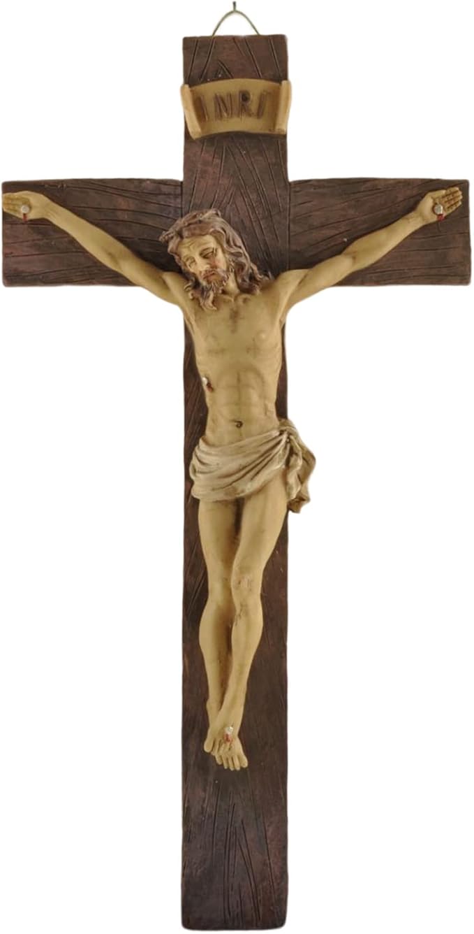 Artisan Flair Crucifix Wall Cross Resin Jesus Cross Statues Catholic Hanging Wall Decor (9.05 Inches)