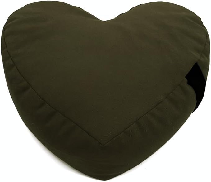 Heart Shaped Zafu Meditation Pillow for Yoga - Organic Buckwheat Filled Valentines Heart Pillow - Zen Kneeling Prayer Pad for Sitting on Floor, Yoga Cushion - Made in USA - 14"X16", Mother Earth
