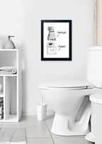 Kids Bathroom Wall Decor Framed Black and White Bathroom Print Funny Toliet Paper and Toothbrush Picture Artwork for Children's Bathroom