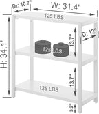 EXCEFUR 3-Tier Bookshelf and Bookcase, Rustic Wood and Metal Book Shelves, Industrial Shelving Unit for Living Room Bedroom, White Oak