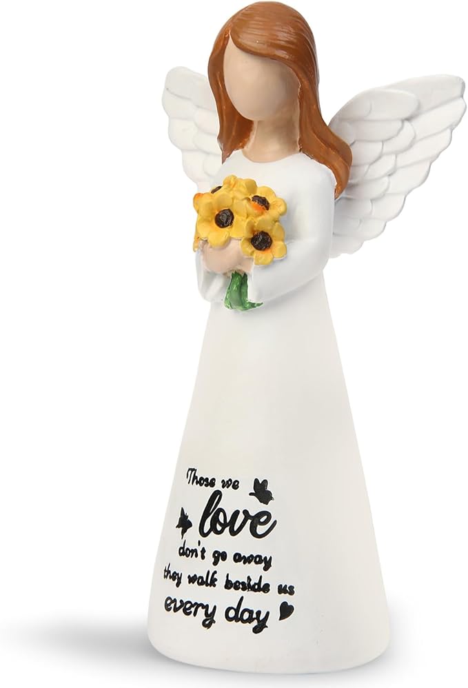 INLOMEM Sympathy Gifts for Loss of Loved One, Remembrance Gifts, Bereavement Gifts, Angel Gifts for Women, Memorial Gift for Loss of Dad Mom Grandmother, Angel Figurines (White)