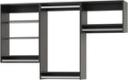 Modular Closet Organizer - 60" Wide Tower with Hanging Shelves, Wall-Mounted Wardrobe Kit for Walk-In Closets, Black