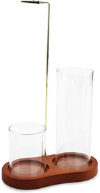 2 in 1 Incense Holder for Sticks, Anti-ash Incense Burner with Glass Ash Catcher, Incense-Holder for Meditation Yoga Spa Room Decor(Color:Brown)