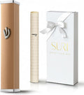 SURI Mezuzah Cover – 3.8 Inch Bronze Aluminum Jewish Door Mezuza Case with Printed Scroll, Contemporary Judaica Style, Fits a 3 Inch Scroll, Self-Stick Adhesive