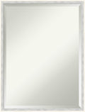 Amanti Art White Wall Mirror 25x19 Paige White Silver Rectangle Bathroom Mirror for Wall Decor Living Room, Medium Modern Wood Frame, Hangs Horizonally and Vertically, Bathroom Decor, Beveled Edge