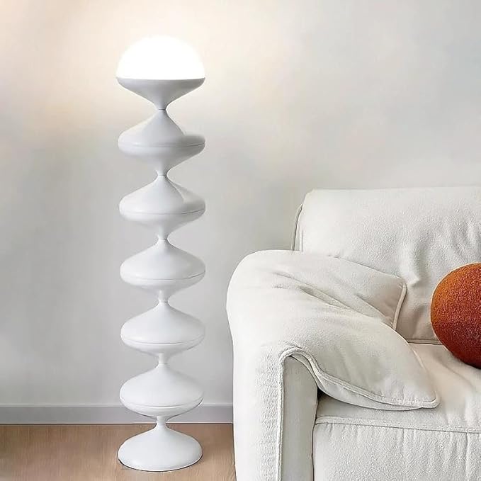 CraftThink Modern Floor Lamp, 47-Inch Height Corner Lamp with Acrylic Bowl Shade, Tall Lamp Standing Lamp with Foot Switch for Bedroom Reading Living Room, Bulb Included (White, 3 Color Light)