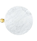 TEHOME Gold Marble Drink Table Metal Martini Round Small Drink Side Table for Couch Marble C Shaped End Table for Sofa 10" diam,24.55" h