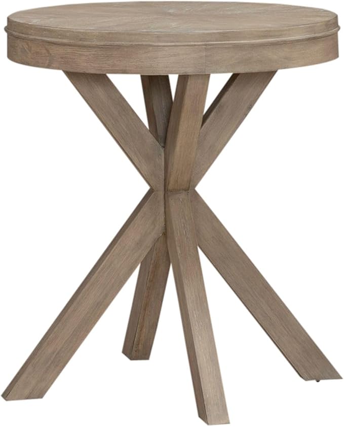 Liberty Furniture Brentwood Opt 3 Piece Living Room Set with Cocktail Table, 2 Round End Tables - Sandstone Oak Wood