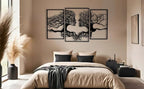 VAILLA Wood Wall Art Decor Wall Hanging Sculpture Modern Home Decoration 3 Panels Nature Wall Hangings Large Wooden Wall Arr 3D Textured Sculptures for Living Room Bedroom Office Dinnig Room (Faces 1)