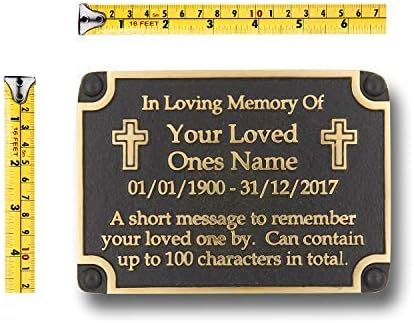 The Metal Foundry Personalised Memorial Cross Metal Plaque For Memory Of A Loved One, Mother, Father Or Grandparents. With Stake As Garden Stones Statue Gift Alternative Idea Handmade In Brass