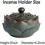 Incense Burner or Incense Cone Holder,Lotus Cone Incense Burner,Incense Cone Holder for Incense Cone and Coil Incense, Coil Incense Burner Set for Office Yoga and Home,Green