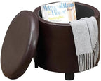 Designs4Comfort Round Accent Storage Ottoman with Reversible Tray Lid
