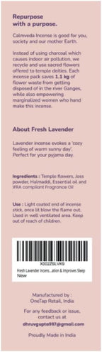 Fresh Lavender Incense for Calming - 80 Charcoal Free Incense Sticks, Made from Upcycled Flowers | Organic Incense Sticks Non Toxic | Use for Relaxation & Improves Sleep