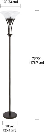 Globe Electric 63361 Gatineau 71" Dark Bronze Floor Lamp with Alabaster Glass Shade