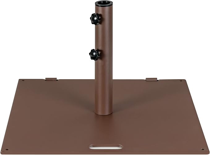 HAPPYGRILL 50 LBS Patio Umbrella Base, 24” Outdoor Square Market Umbrella Base Umbrella Holder with 1.6”/1.9” Adapters, 2 Tightening Knobs, 2 Built-in Wheels, Carry Handle