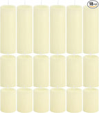 18 Pcs Ivory Pillar Candles Bulk Set，Hurricane Candles，3 Different Lengths 2 x 3/4/6 Inch (6 Each)，Dripless Unscented Smokeless，Gives You a Better Atmosphere When Organizing an Event Party.