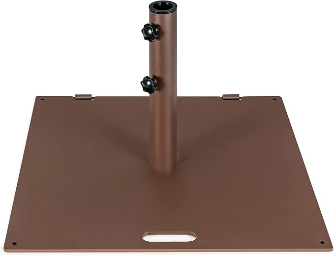 Tangkula 50 LBS Patio Umbrella Stand, Heavy Duty Umbrella Stand w/Wheels & Handle, Fits for 1.6’’-1.9’’ Umbrella Pole, Outdoor Square Umbrella Base for Deck, Pool, Garden, Backyard (Bronze)