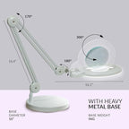 Neatfi XL Bifocal LED Magnifying Lamp – 7-Inch Acrylic Lens, 2.25x & 6X Magnification, 1,600 Lumens, Dimmable LED, Adjustable Arm, Hands-Free Close Work (White, with Base)