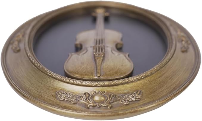 Vintage Wall Sculpture,Antique Pediment,Hallway Art,Hand Painted Instrument Decoration Accent Artworks for Indoor Kitchen Bedroom Living Room Office Outdoor Garden Patio Oval (Bronze Violin)