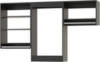Modular Closet Structure, 90" Wide Organizer with Shelving, Wood Tower Storage for Walk-In Closets, Wall-Mounted Wardrobe Organizer Kit, Bedroom, Black