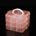 3-Tier Hair Accessories Storage Box, Clear Plastic Organizer with Handle, 5.9 x 5.9 x 5.1 in (Orange, 5.9 x 5.9 x 5.1 in)