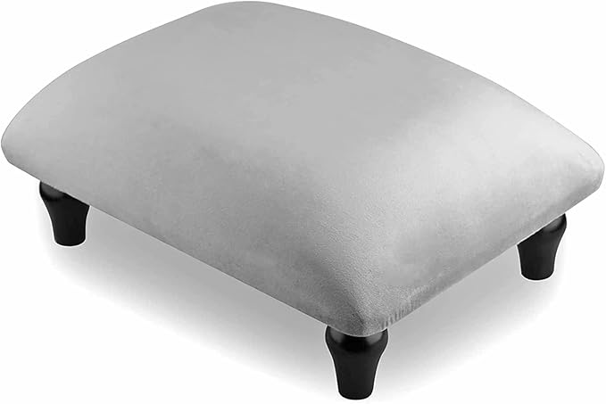Small Foot Stool Ottoman with Stable Wood Legs Upholstered Footstool Padded Foot Rest Step Stool for High Beds Seat Chair Couch Sofa Patio Bedroom Living Room Office (5.9" H-Gray)