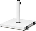 Patio Umbrella Base 43lbs Outdoor Umbrella Stand with Wheels, Heavy Duty Square Concrete Stand Market Umbrella, White