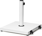 Patio Umbrella Base 43lbs Outdoor Umbrella Stand with Wheels, Heavy Duty Square Concrete Stand Market Umbrella, White