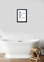Kids Bathroom Wall Decor Framed Black and White Bathroom Print Funny Toliet Paper and Toothbrush Picture Artwork for Children's Bathroom