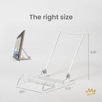 KINGDOM SOLUTIONS MADE IN USA 48-Pack Adjustable Acrylic Easels - Plate Stand - Sturdy Book Stand for Art, Pictures, Plates, Frames - Unique on the Market