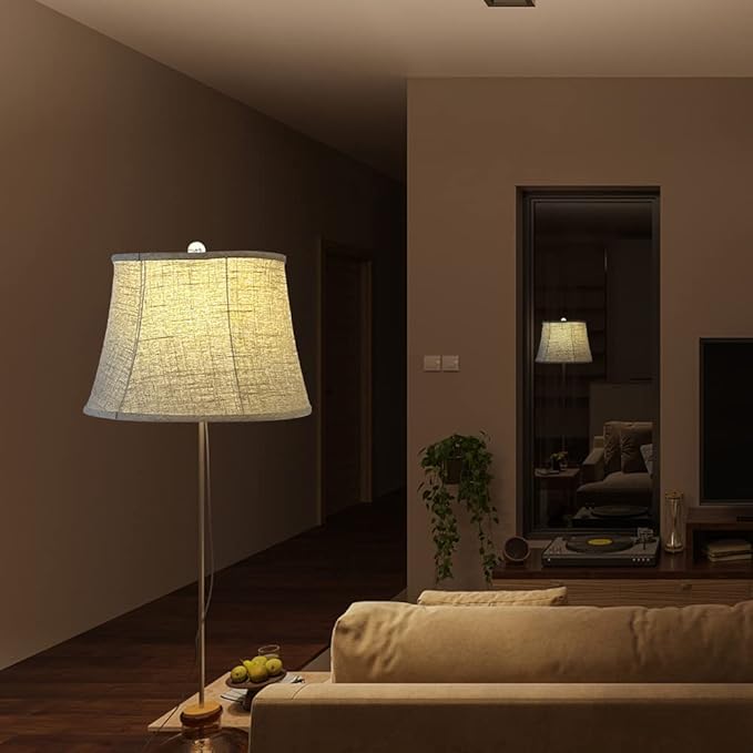 Tootoo Star Brown Large Drum Lamp Shade for Chandeliers Floor Light and Table Lamp,12x16x11" Spider,Fabric Natural Linen Hand Crafted (Brown)