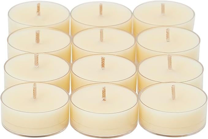 PartyLite Set of 12 Tea Lights Candles, Lemongrass & Thyme Scent, Aromatherapy Scented Candles Gift Set, Up to 4 to 6 Hours Burn Time