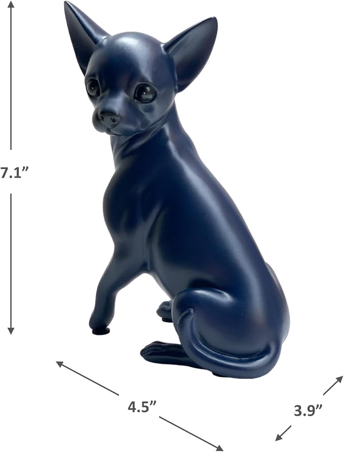 Dog Statue Blue Gifts, Wall Art Shelf Décor Accents Chihuahua Sculpture, Abstract Handcrafted Collectible Animal Dog Figurines for Home Office, Bookshelf, Coffee Table Décor-Blue