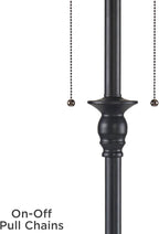 360 Lighting Dyna Traditional 58" Tall 2-Light Standing Floor Lamp Skinny Pole Pull Chain Black Finish Living Room Bedroom House Reading Office Home Decor Entryway Dining Silver Sheer Shade