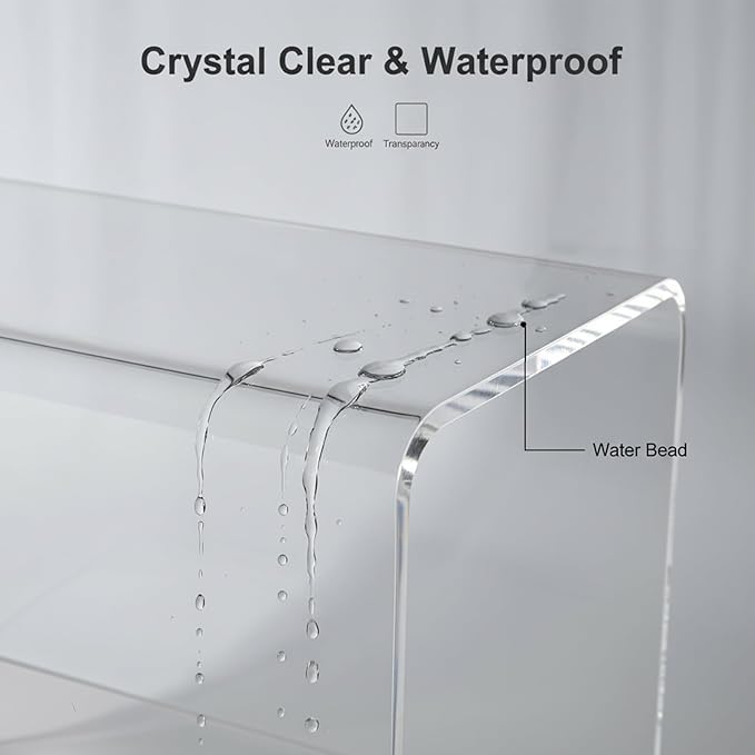 21" Acrylic Shower Stool with Storage Shelf - Waterproof Bath Bench for Spa & Shower, Heavy-Duty Seating (Holds 400lbs) - Ideal for Shaving Legs & Organizing Items