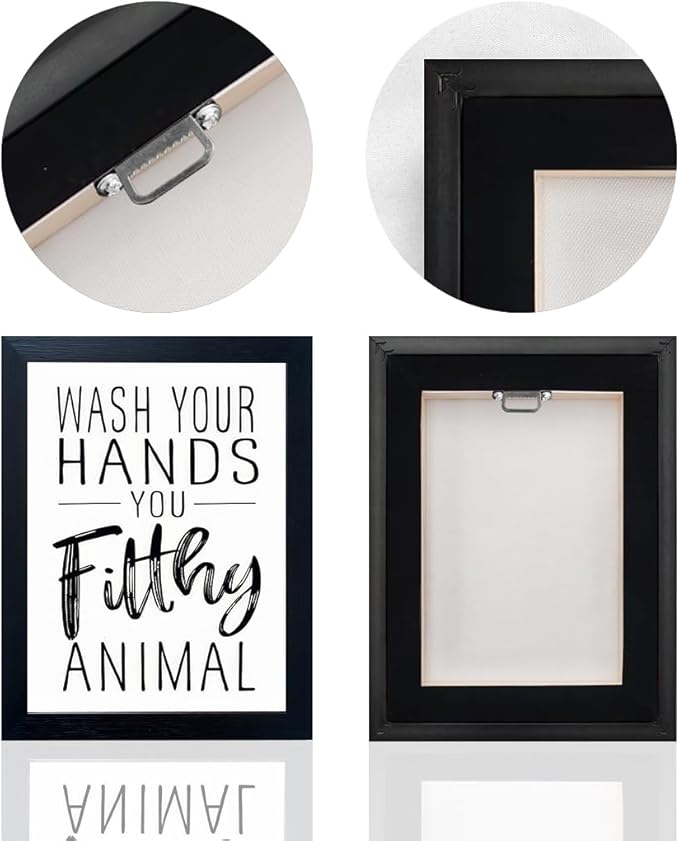 Bathroom Decor Wall Art Black and White Bathroom Decor Signs Print Framed Guest Toilet Art Kid's Washroom Artwork